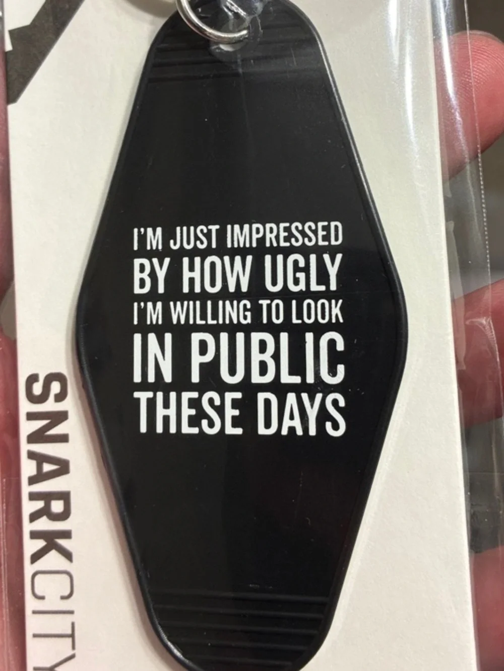 Black Novelty Keychain with Humorous Quote - NEW Sealed Packaging